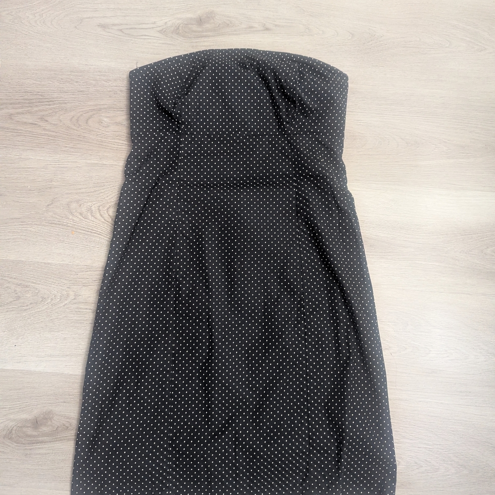 GAP Black Strapless Dress with White Dots